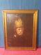 Tableau huile sur toile encadré Portrait ancien de pompier ou militaire