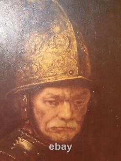 Tableau huile sur toile encadré Portrait ancien de pompier ou militaire