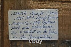 Tableau marine ancien peinture gout Emile Vernier vieux gréement breton Bretagne