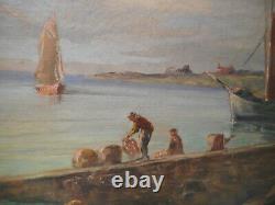 Tableau marine ancien peinture mer océan vieux gréement cote bretonne Bretagne