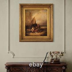 Tableau marine signée datée 1868 ancienne peinture huile sur toile 19ème siècle