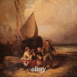 Tableau marine signée datée 1868 ancienne peinture huile sur toile 19ème siècle