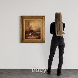 Tableau marine signée datée 1868 ancienne peinture huile sur toile 19ème siècle