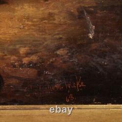 Tableau marine signée datée 1868 ancienne peinture huile sur toile 19ème siècle