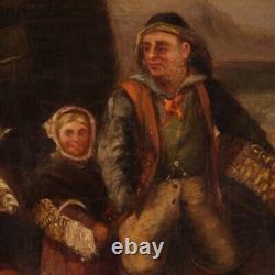Tableau marine signée datée 1868 ancienne peinture huile sur toile 19ème siècle