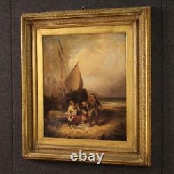 Tableau marine signée datée 1868 ancienne peinture huile sur toile 19ème siècle