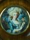 Tableau miniature ancien portrait Dame de qualit&eacute; jardin louis XVI Vandevoorde