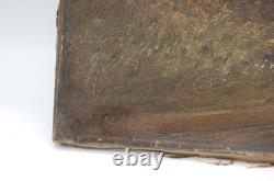 Tableau peinture ancienne 19 siècle XIX gout Barbizon signé Fries, à restaurer