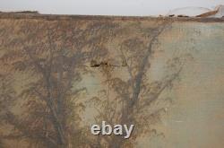 Tableau peinture ancienne 19 siècle XIX gout Barbizon signé Fries, à restaurer