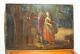 Tableau peinture ancienne 19 siècle XIX scéne galante paysage campagne sous bois