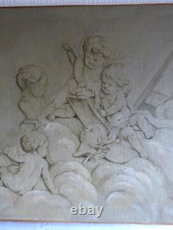Tableau peinture ancienne 19 siècle ange chérubin putti gout François Boucher