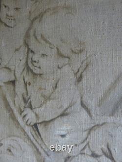 Tableau peinture ancienne 19 siècle ange chérubin putti gout François Boucher