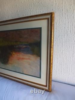 Tableau peinture ancienne Ernest FILLIARD paysage campagne soleil couchant