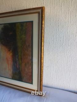 Tableau peinture ancienne Ernest FILLIARD paysage campagne soleil couchant