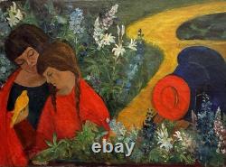 Tableau peinture ancienne L'oiseau Jaune