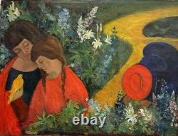 Tableau peinture ancienne L'oiseau Jaune