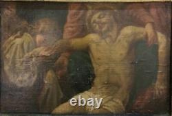 Tableau peinture ancienne La Déposition du Christ Ecole italienne XVIII Painting