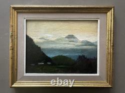 Tableau peinture ancienne, Paysage de Savoie, Marcel Quencez