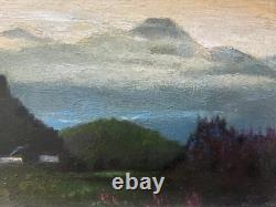 Tableau peinture ancienne, Paysage de Savoie, Marcel Quencez