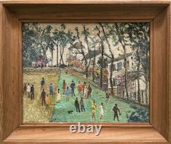 Tableau peinture ancienne Scène de genre, XXe peinture Naïve, Art Brut