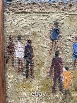 Tableau peinture ancienne Scène de genre, XXe peinture Naïve, Art Brut