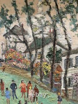 Tableau peinture ancienne Scène de genre, XXe peinture Naïve, Art Brut