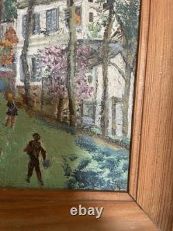 Tableau peinture ancienne Scène de genre, XXe peinture Naïve, Art Brut