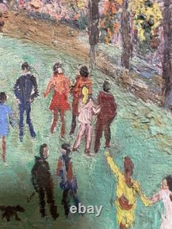 Tableau peinture ancienne Scène de genre, XXe peinture Naïve, Art Brut