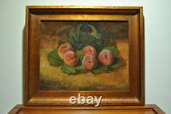 Tableau peinture ancienne nature morte aux fruits fruit pèche Robbe