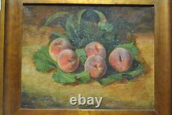 Tableau peinture ancienne nature morte aux fruits fruit pèche Robbe