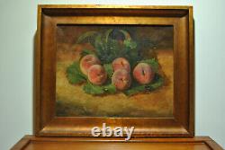 Tableau peinture ancienne nature morte aux fruits fruit pèche Robbe