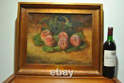 Tableau peinture ancienne nature morte aux fruits fruit pèche Robbe