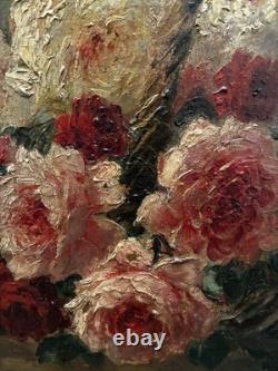 Tableau peinture ancienne nature morte aux roses 1917 Tableau peinture ancienne nature morte aux roses 1917