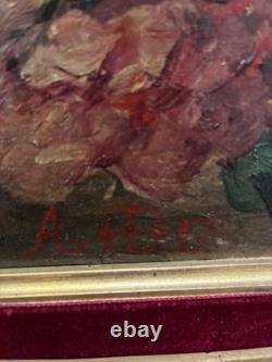 Tableau peinture ancienne nature morte aux roses 1917