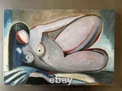 Tableau peinture ancienne nu féminin XXe