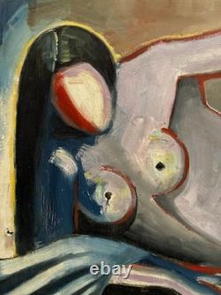 Tableau peinture ancienne nu féminin XXe