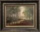 Tableau peinture ancienne paysage de sous bois XXe