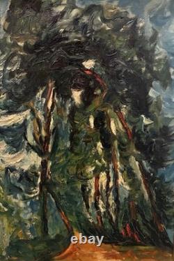 Tableau peinture ancienne paysage expressionniste XXe