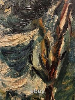 Tableau peinture ancienne paysage expressionniste XXe