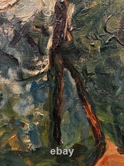 Tableau peinture ancienne paysage expressionniste XXe