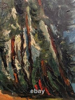 Tableau peinture ancienne paysage expressionniste XXe
