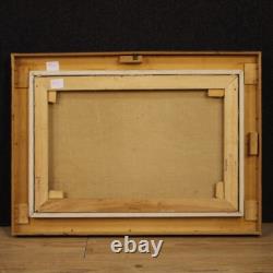 Tableau signé peinture marine paysage huile sur toile style ancien 900 cadre