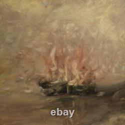 Tableau signé peinture marine paysage huile sur toile style ancien 900 cadre Tableau signé peinture marine paysage huile sur toile style ancien 900 cadre