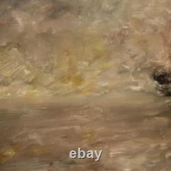 Tableau signé peinture marine paysage huile sur toile style ancien 900 cadre