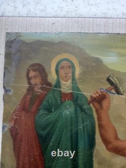 Tableaux Ancien 3 Huiles Sur Tole Grand Format La Vie Du Christ Religieux