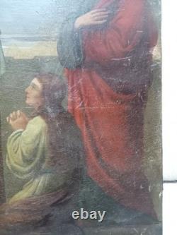 Tableaux Ancien 3 Huiles Sur Tole Grand Format La Vie Du Christ Religieux
