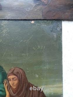 Tableaux Ancien 3 Huiles Sur Tole Grand Format La Vie Du Christ Religieux