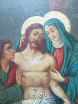 Tableaux Ancien 3 Huiles Sur Tole Grand Format La Vie Du Christ Religieux