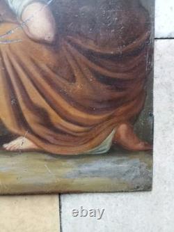 Tableaux Ancien 3 Huiles Sur Tole Grand Format La Vie Du Christ Religieux