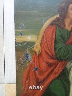 Tableaux Ancien 3 Huiles Sur Tole Grand Format La Vie Du Christ Religieux
